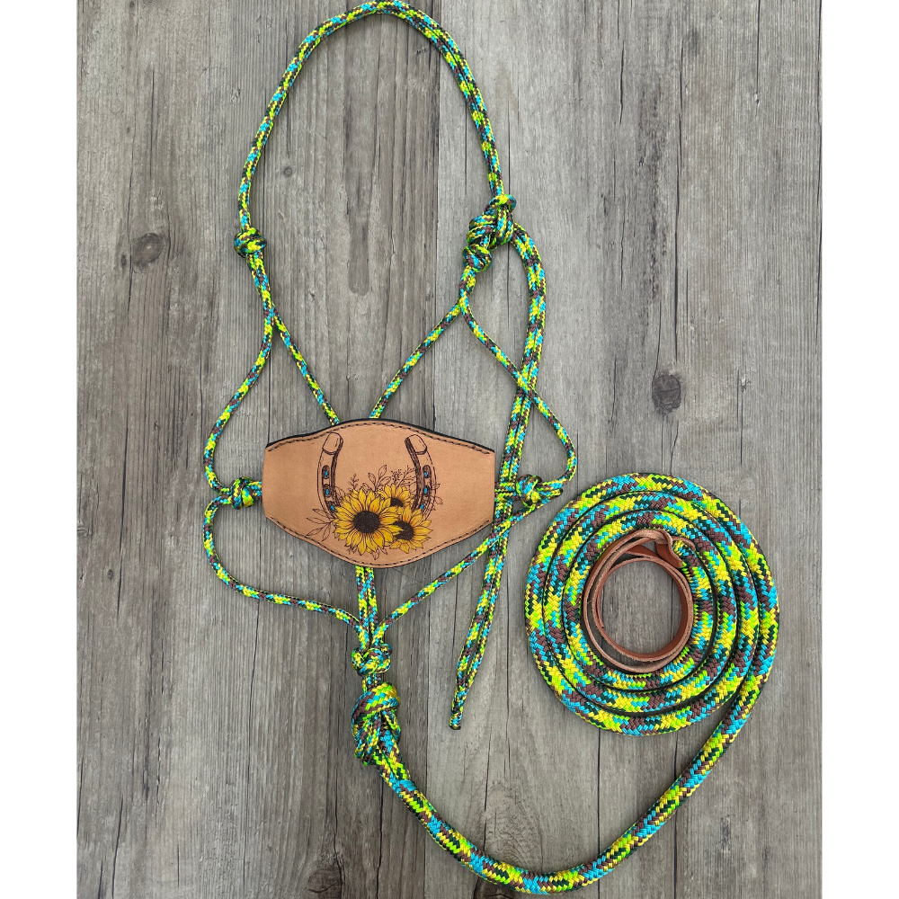 NEW ! Bally Tack Rope Halter/Lead Combo-Bronc Sunflower