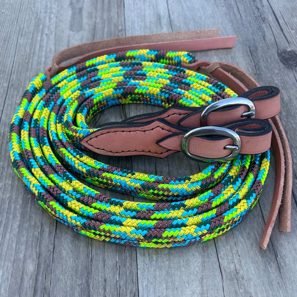 New ! Bally Tack Rope Flat Split Campdraft Reins-Buckle-Sunflower