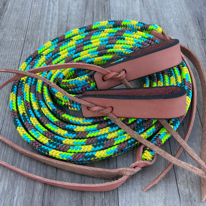 New ! Bally Tack Rope Flat Split Campdraft Reins-Slobber Straps-Sunflower