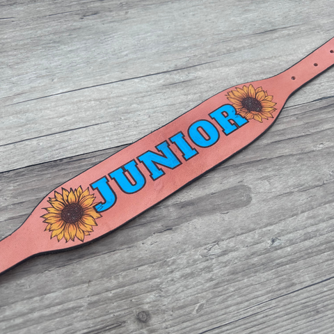 New ! Leather Dog Collar-Sunflower