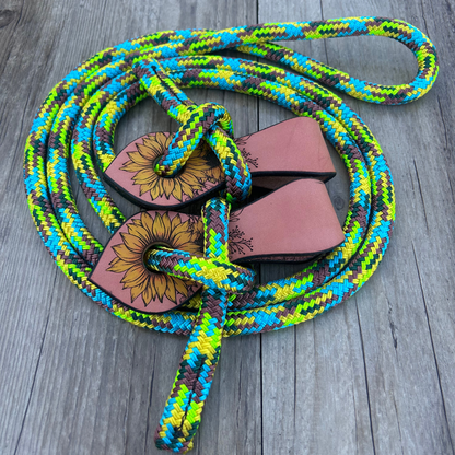 New ! Bally Tack Rope Joined Reins-Slobber Straps-Sunflower