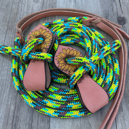 New ! Bally Tack Rope Split Reins-Slobber Straps-Sunflower