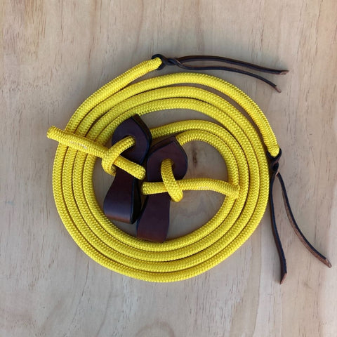 Bally Tack Rope Split Reins Round - Leather Slobber Straps - Yellow