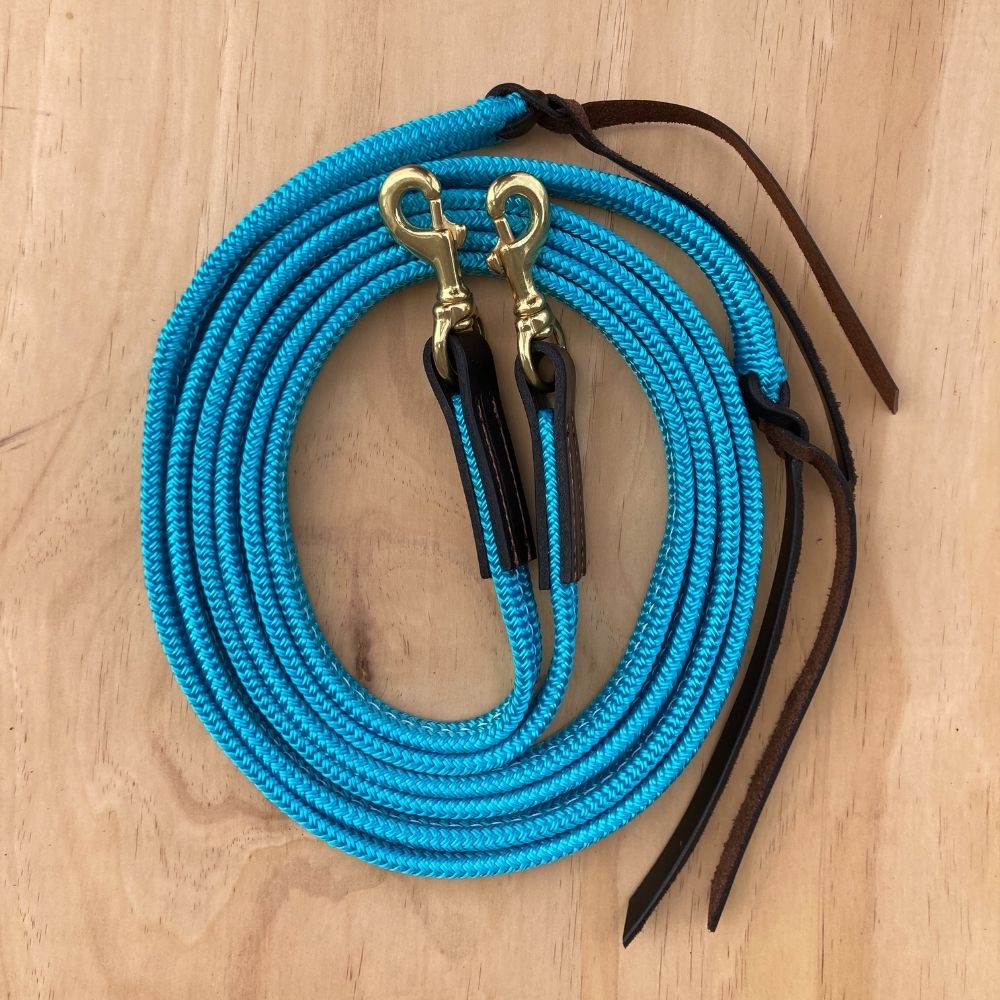 Bally Tack Rope Flat Split Campdraft Reins-Clips