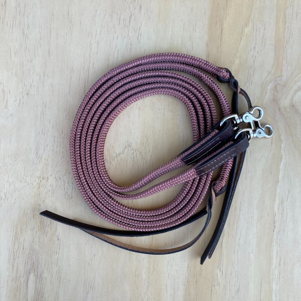 Bally Tack Rope Flat Split Campdraft Reins-Clips