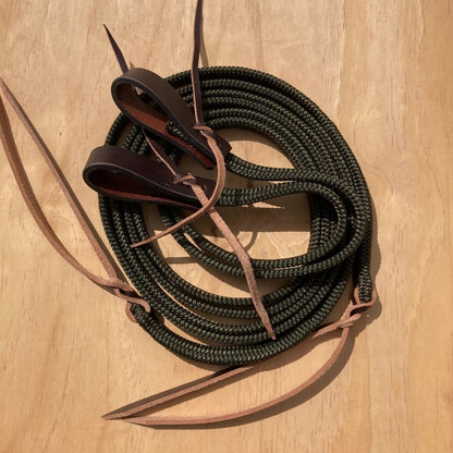 Bally Tack Rope Flat Split Campdraft Reins-Slobber Straps