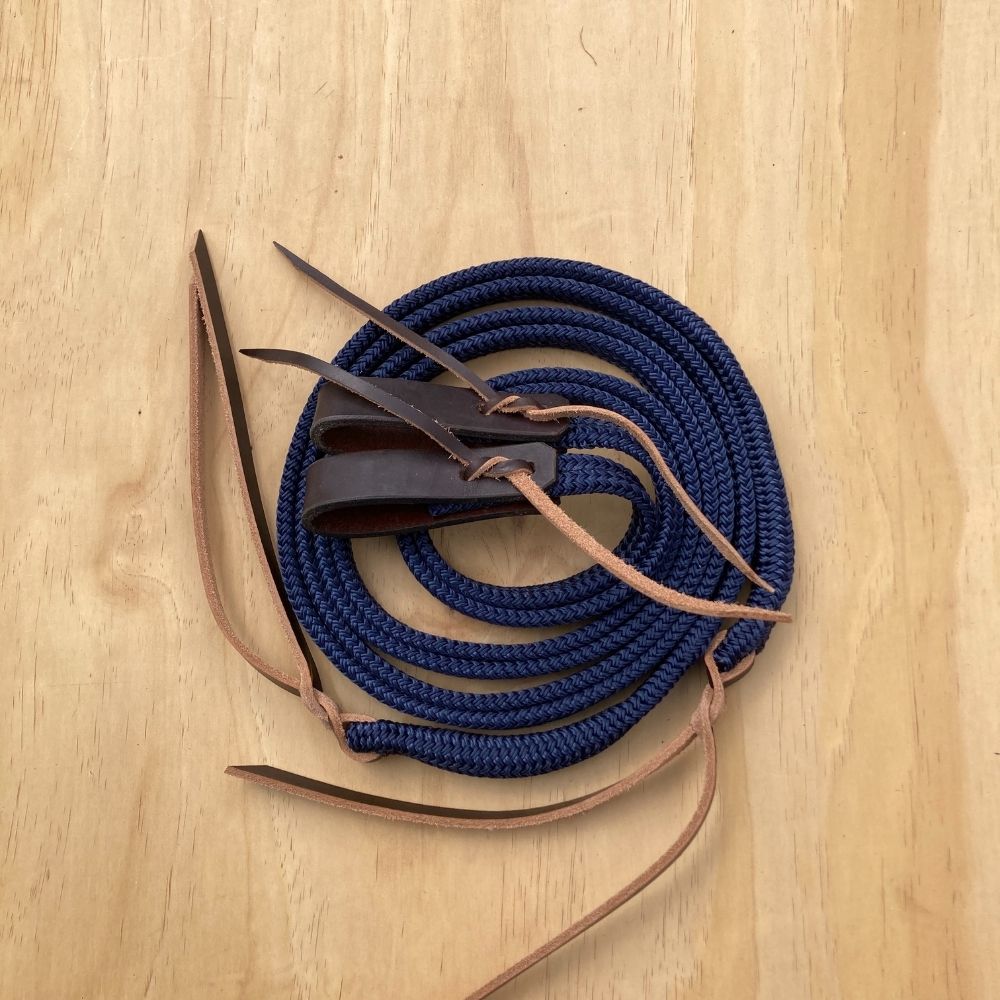 Bally Tack Rope Flat Split Campdraft Reins-Slobber Straps