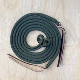 Bally Tack Rope Loop Split Reins 12mm- Olive