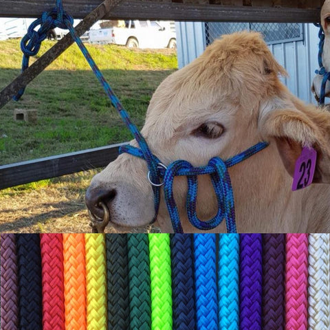 Cow Hinge Rope Australian Made/ Round Rope Reins with clips, slobber straps , loop ...