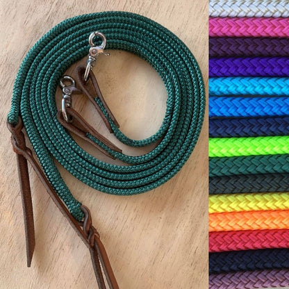 Bally Tack Rope Flat Split Campdraft Reins-Clips